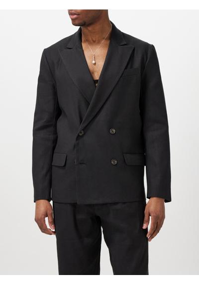 Двубортный костюмный пиджак из смесового льна