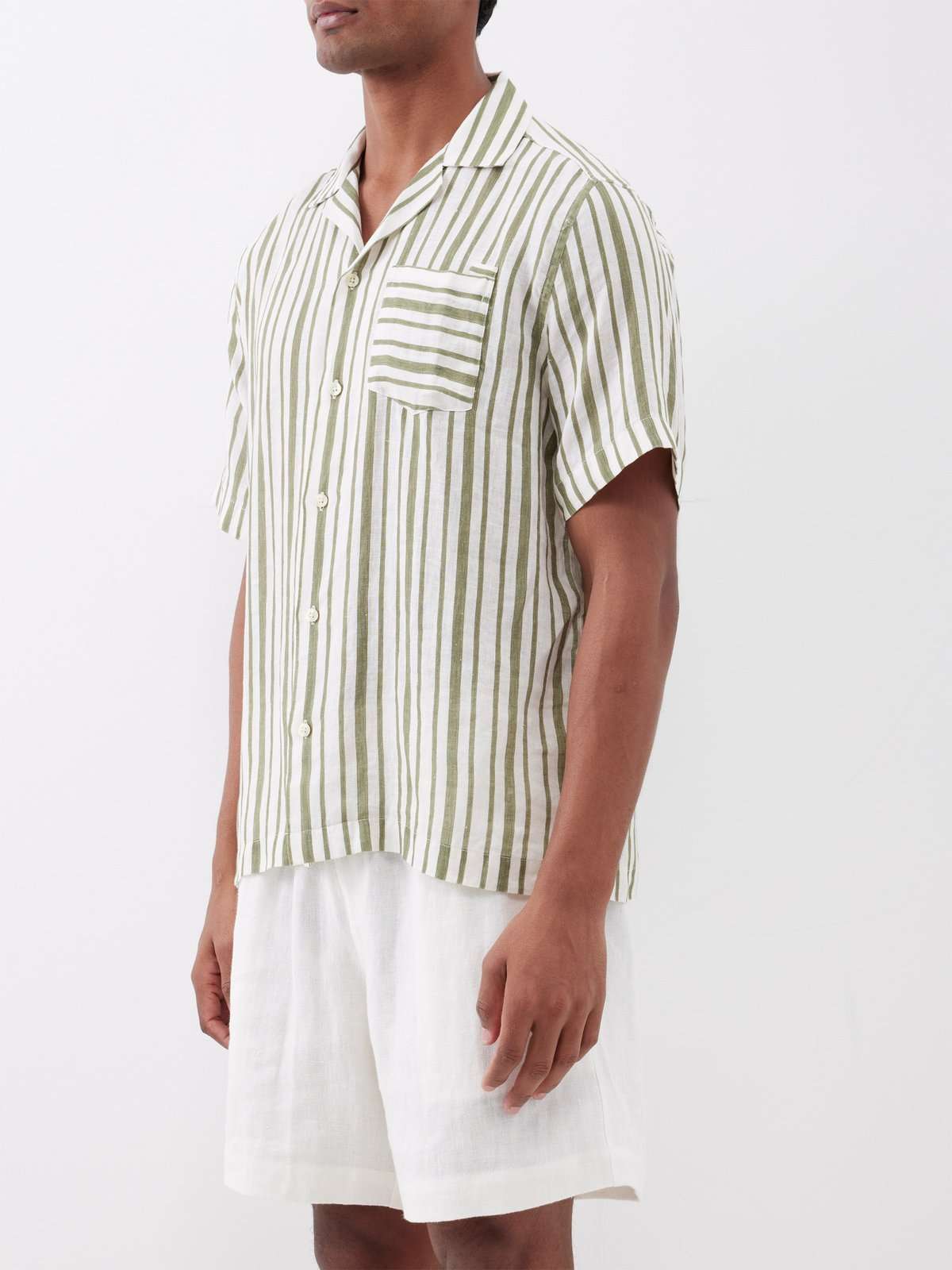 Полосатая льняная рубашка Angelo с короткими рукавами