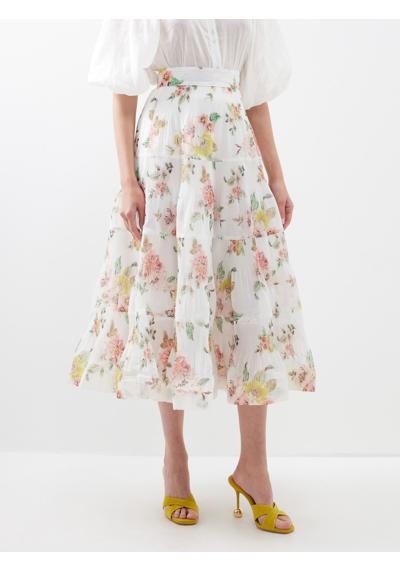 Плиссированная юбка миди из жоржета с цветочным принтом