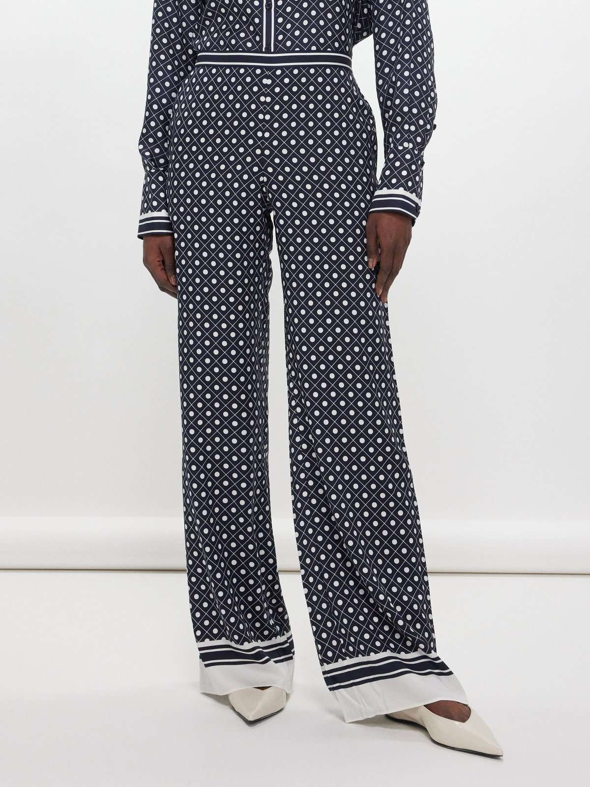 Широкие брюки Mia из смесового шелка с геометричным принтом