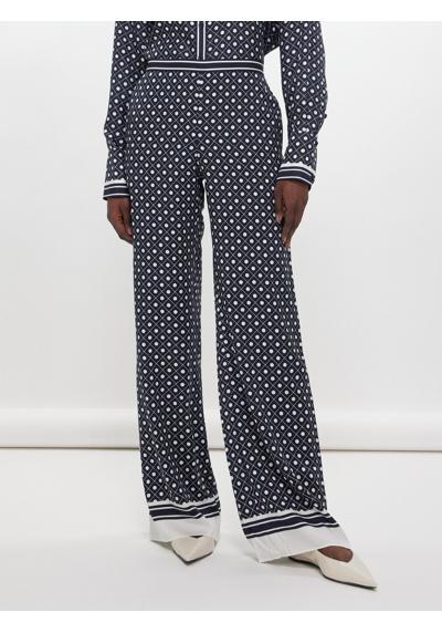 Широкие брюки Mia из смесового шелка с геометричным принтом