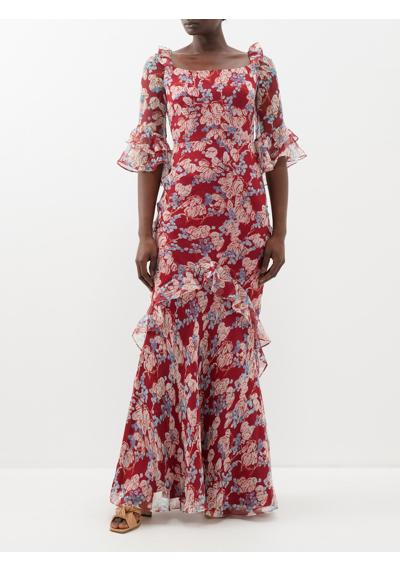 платье макси Tamara из жатого шелка с цветочным принтом