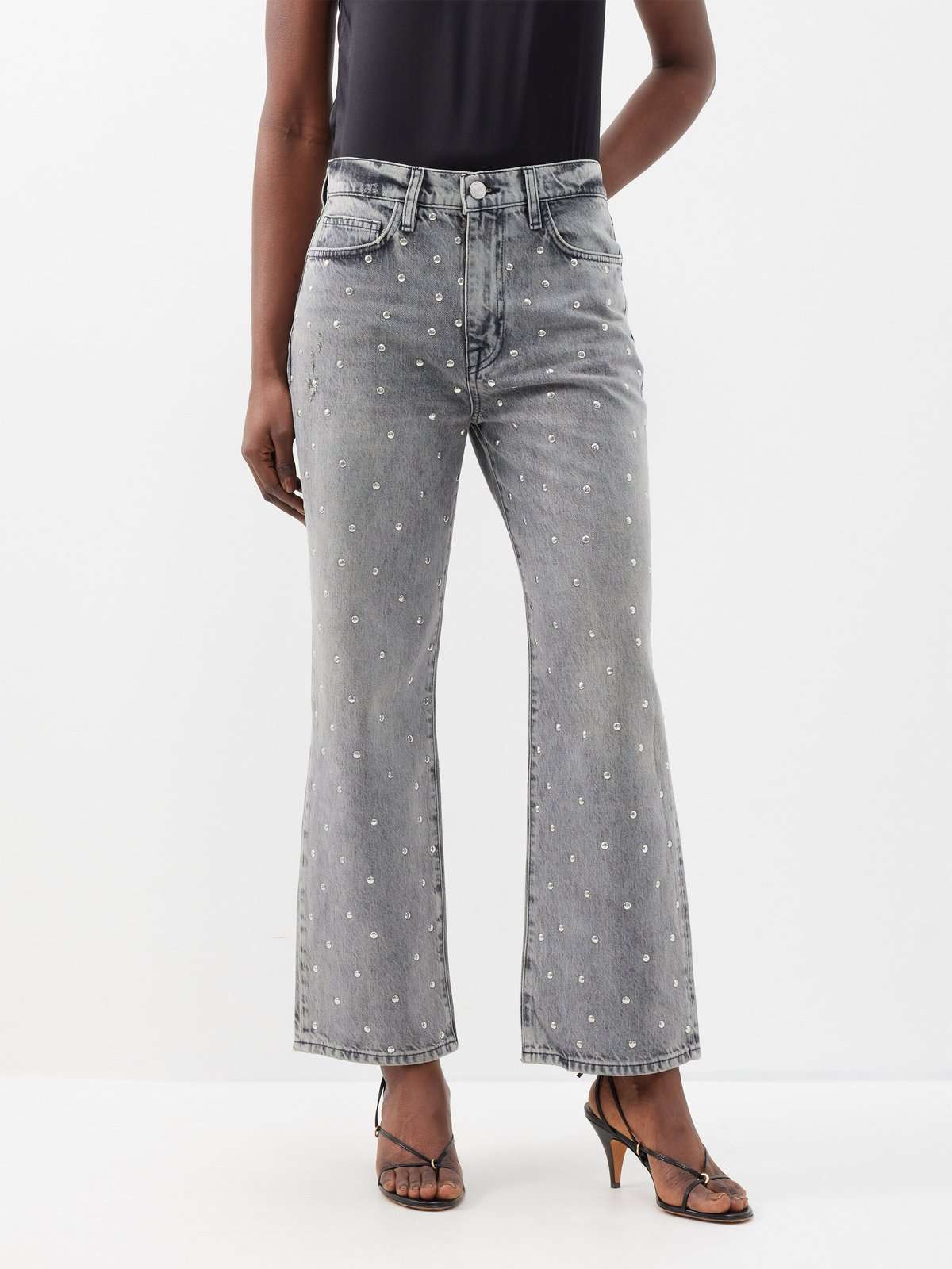 Укороченные джинсы Le Jane прямого кроя с заклепками