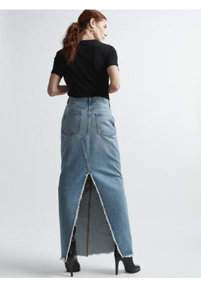 Юбка макси из джинсовой ткани с разрезом на спине