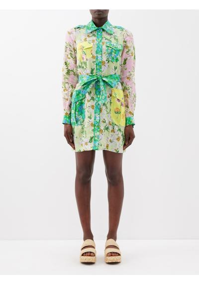 Льняное платье-рубашка Kenzie в стиле пэчворк с цветочным принтом