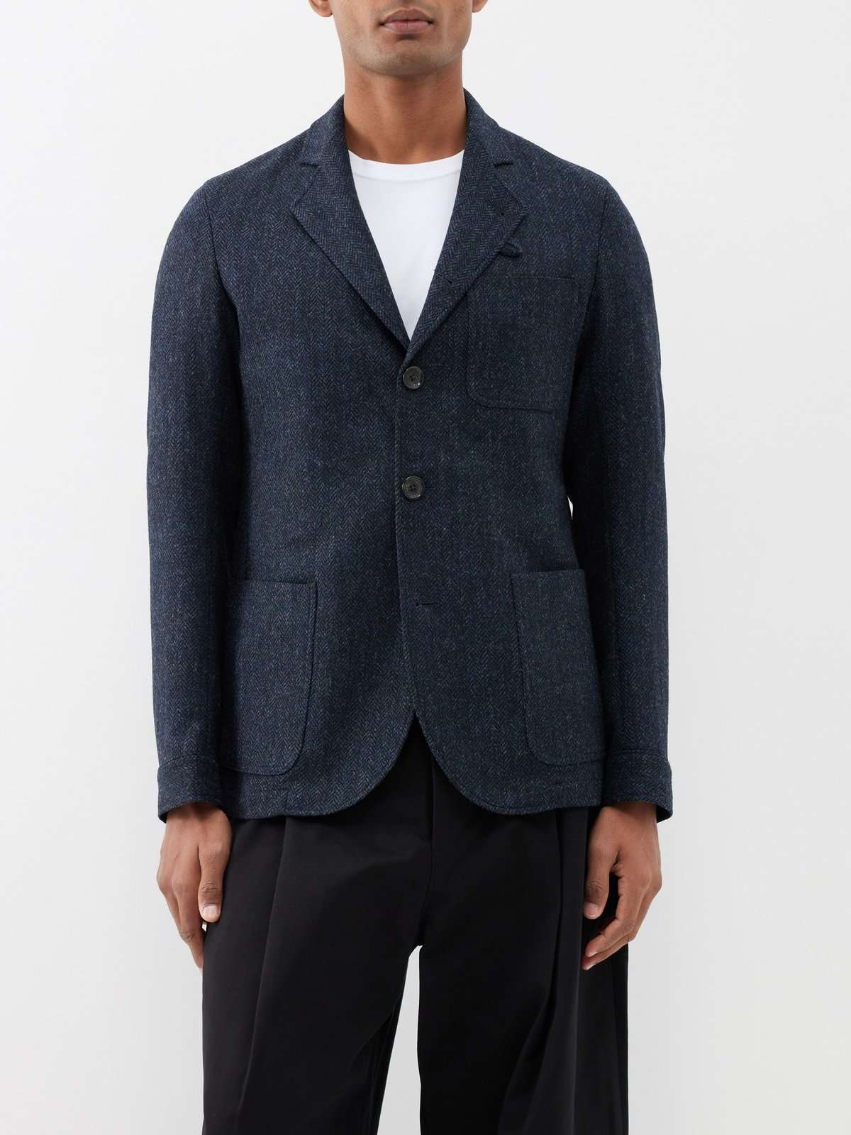 Костюмный пиджак Solms с узором «елочка» из шерсти
