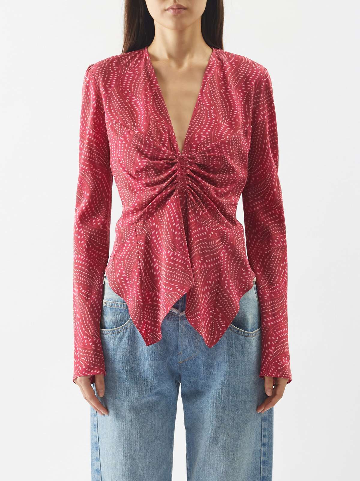Блуза Ulietta из крепа с принтом и сборками