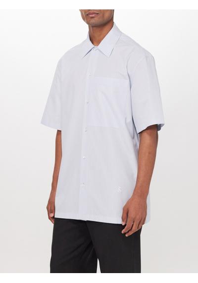 Хлопковая рубашка в полоску с накладными карманами и короткими рукавами