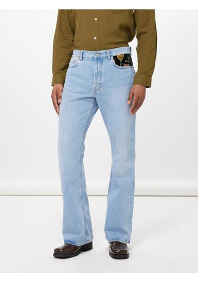 Расклешенные джинсы с цветочной вышивкой