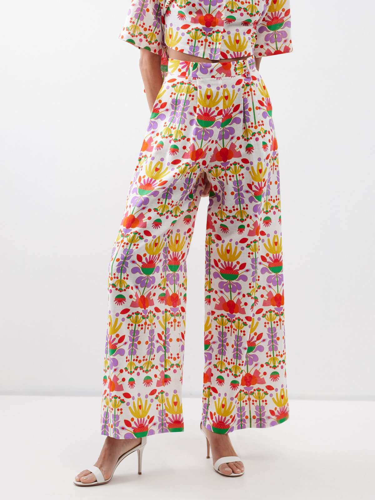 Широкие брюки Melia из смесового хлопка с цветочным принтом