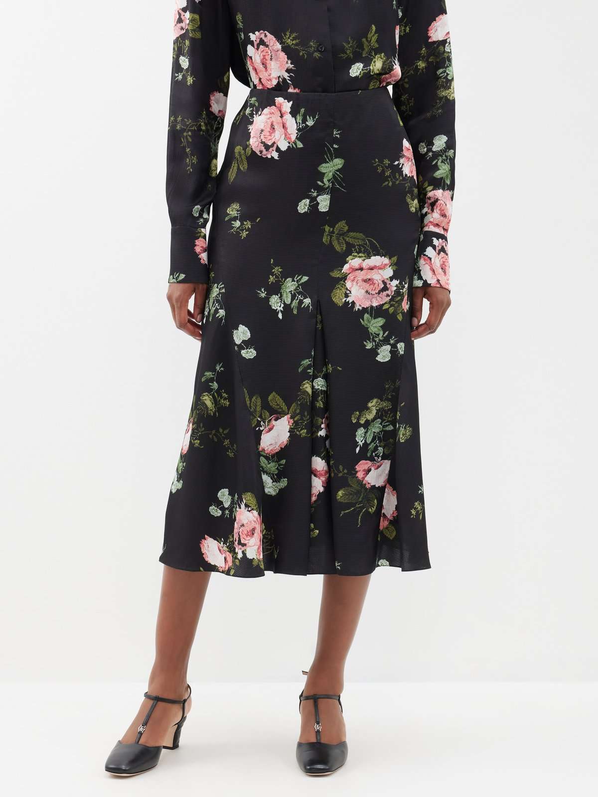 Плиссированная юбка миди из крепа с цветочным принтом