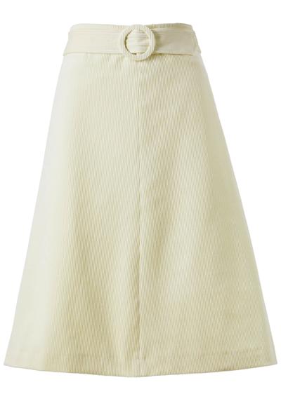 Слегка расклешенная вельветовая юбка с поясом-крепкой.