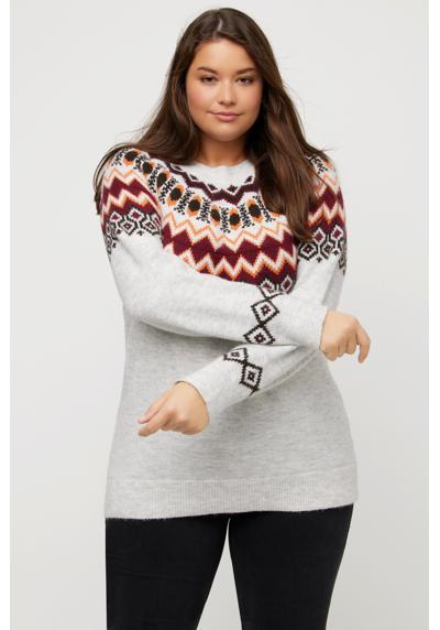 Вязаный свитер Норвежский свитер с круглым вырезом и длинным рукавом