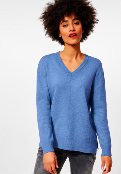Вязаный свитер с контрастными швами и меланжевым эффектом.