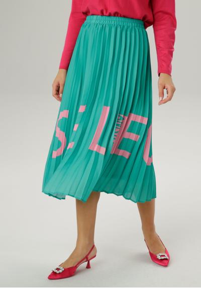 Плиссированная юбка яркого цвета с надписью бренда