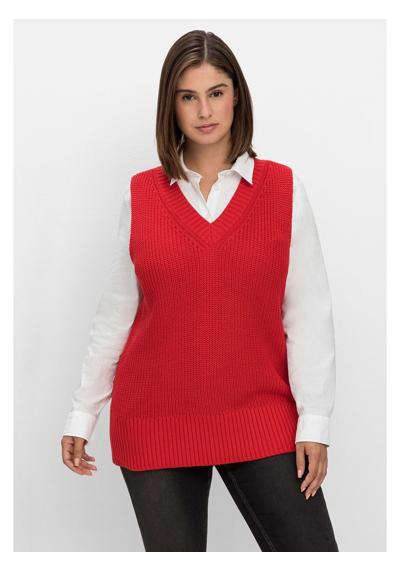 Жилет-свитер больших размеров с V-образным вырезом