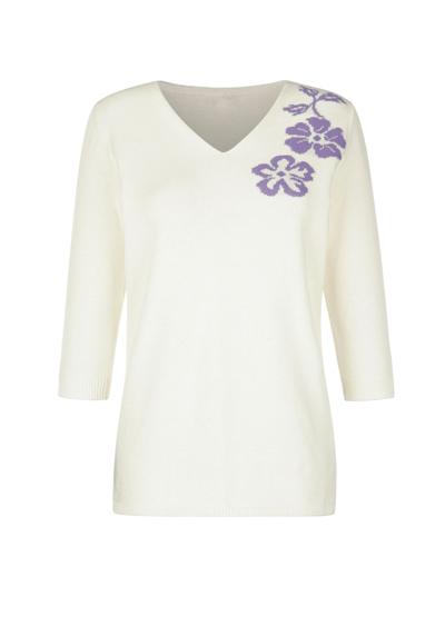 Пуловер-свитшот с цветочным вязаным мотивом