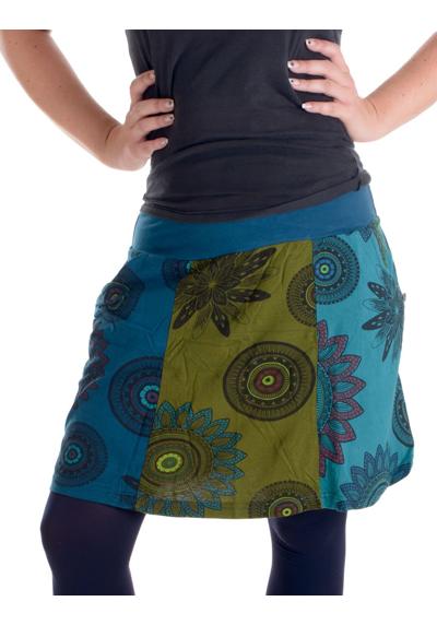 Мини-юбка Юбка в стиле пэчворк с цветочным принтом и карманами Cacheur