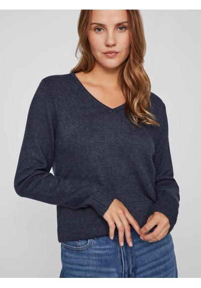 Вязаный свитер Тонкий вязаный свитер Basic Stretch Sweater VIRIL 4595 темно-синего цвета