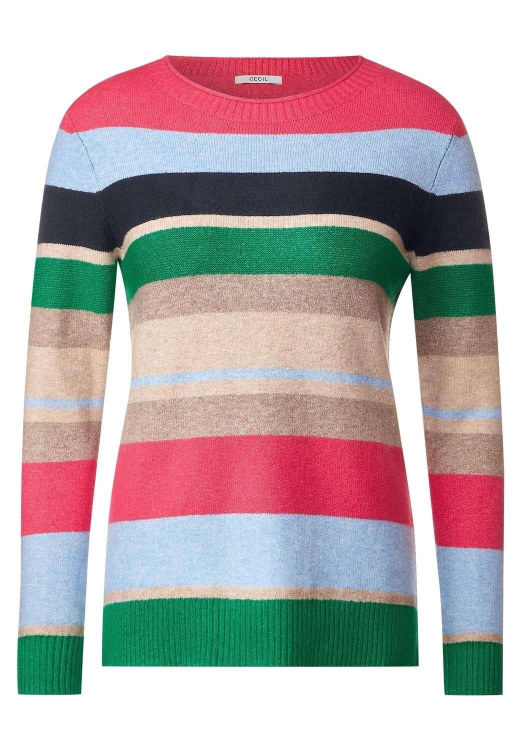 Вязаный свитер уютный полосатый свитер микс в разноцветную полоску