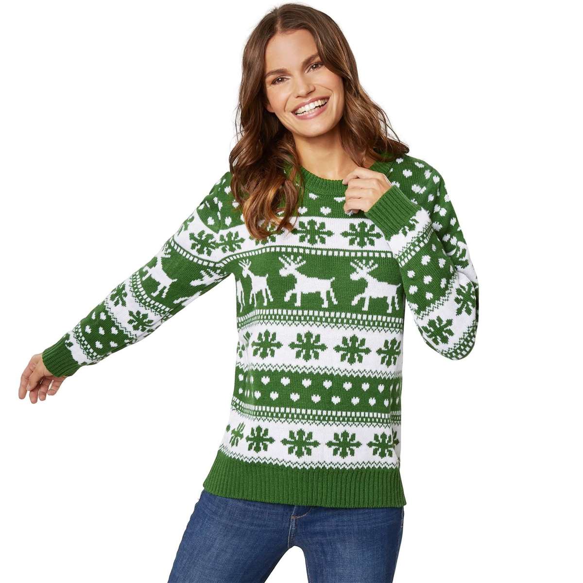 Рождественский свитер Рождественский свитер зимнее волшебство зеленого и белого цвета для