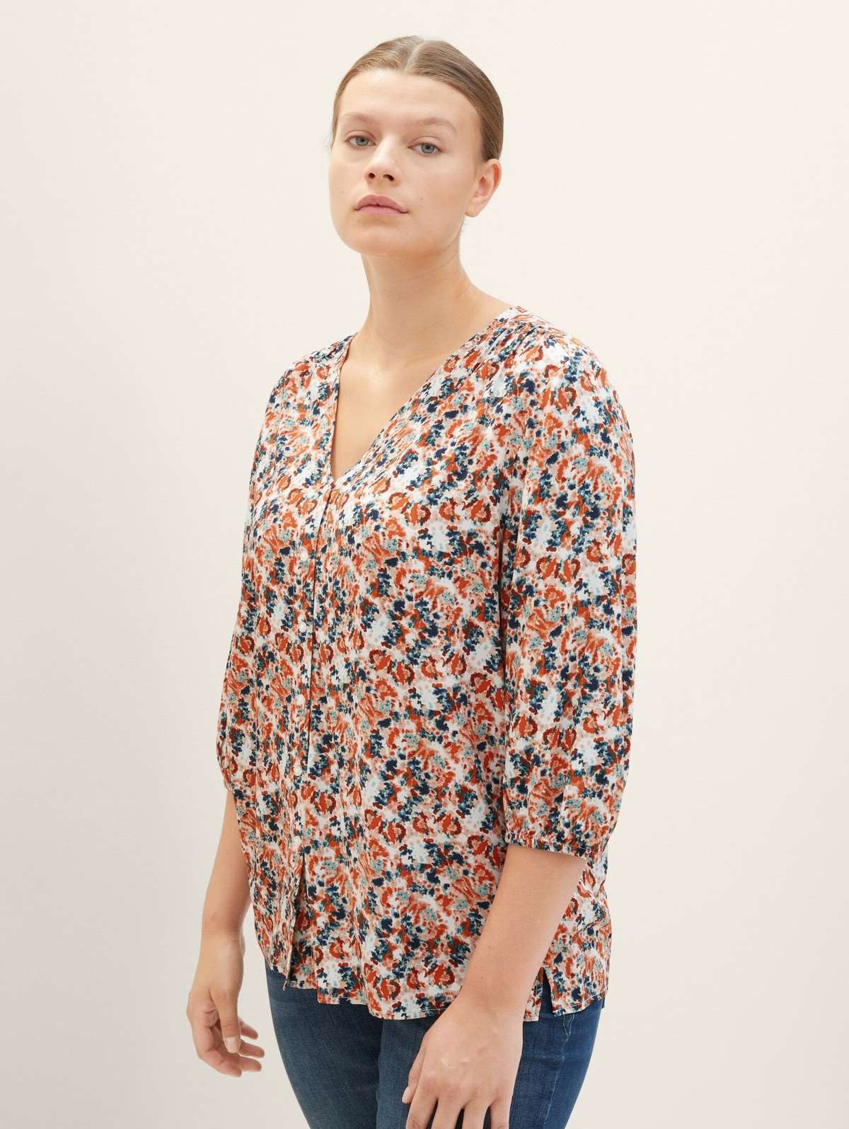 Блузка с длинным рукавом Plus - блузка с V-образным вырезом