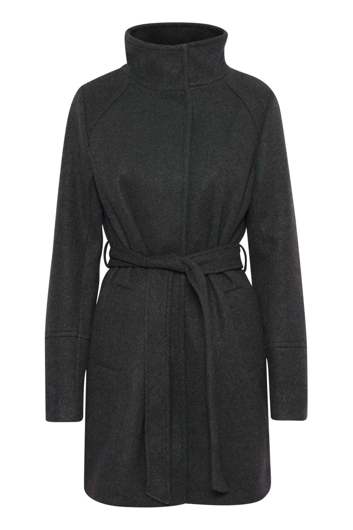 Короткое пальто Короткое пальто с поясом-жакетом BYCILIA 6278 черного цвета