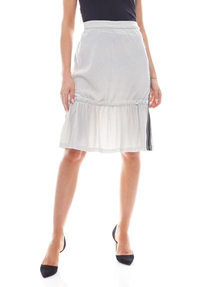 Летняя юбка x Qontrast, юбка с рюшами, блестящая женская эластичная юбка, праздничная юбка, серебристая