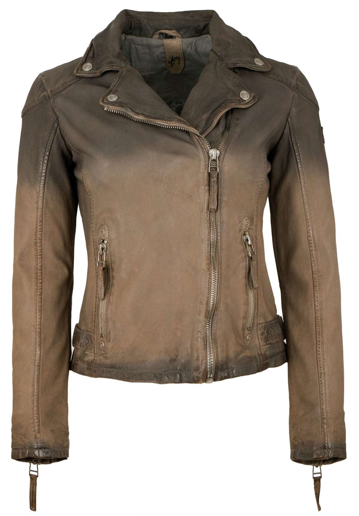 Кожаная куртка GWKandy из натуральной кожи женская кожаная куртка байкерская куртка из кожи ягненка серо-коричневый антик