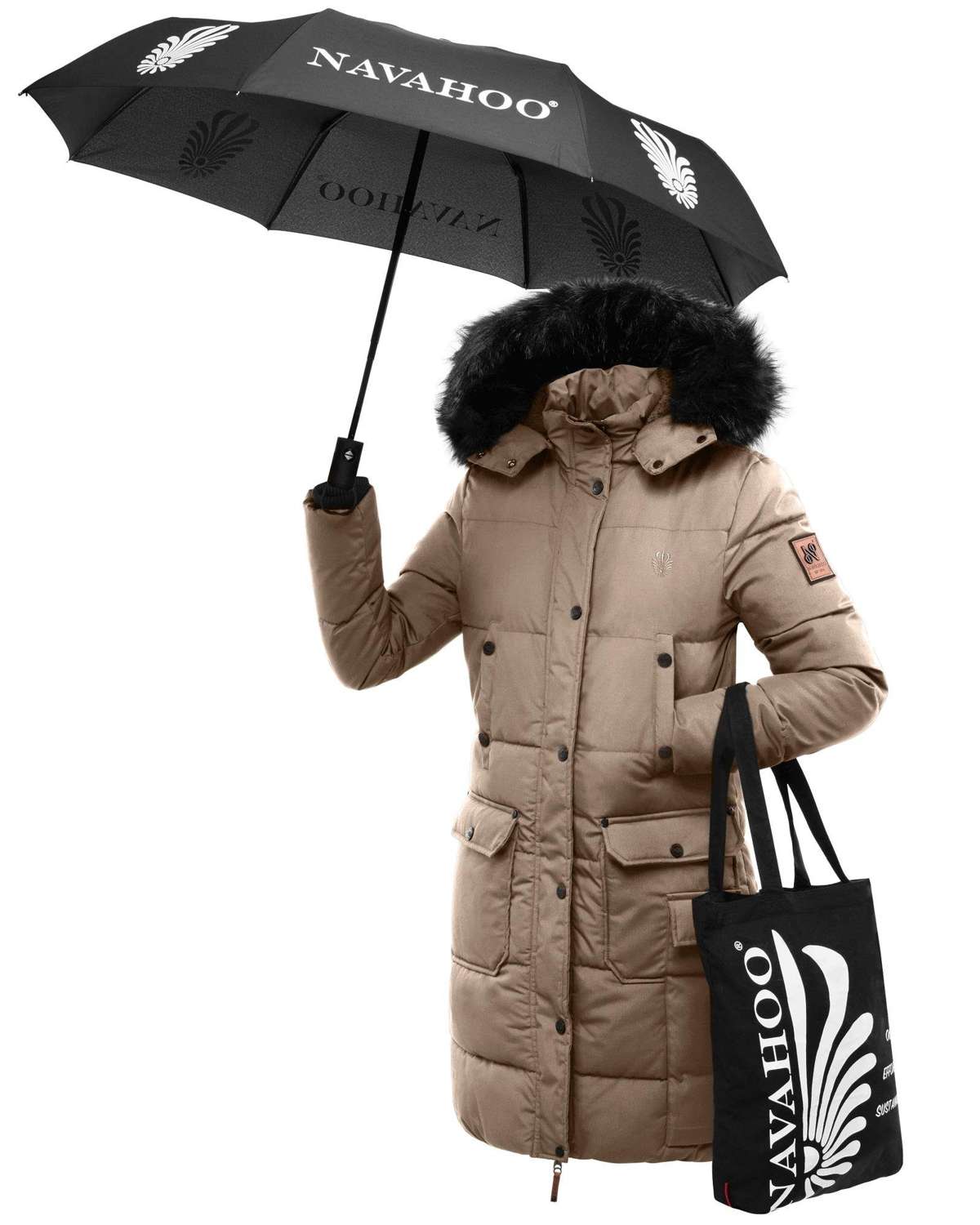 Зимнее пальто Cosimaa Warmer женская парка с сумкой для покупок и зонтиком.