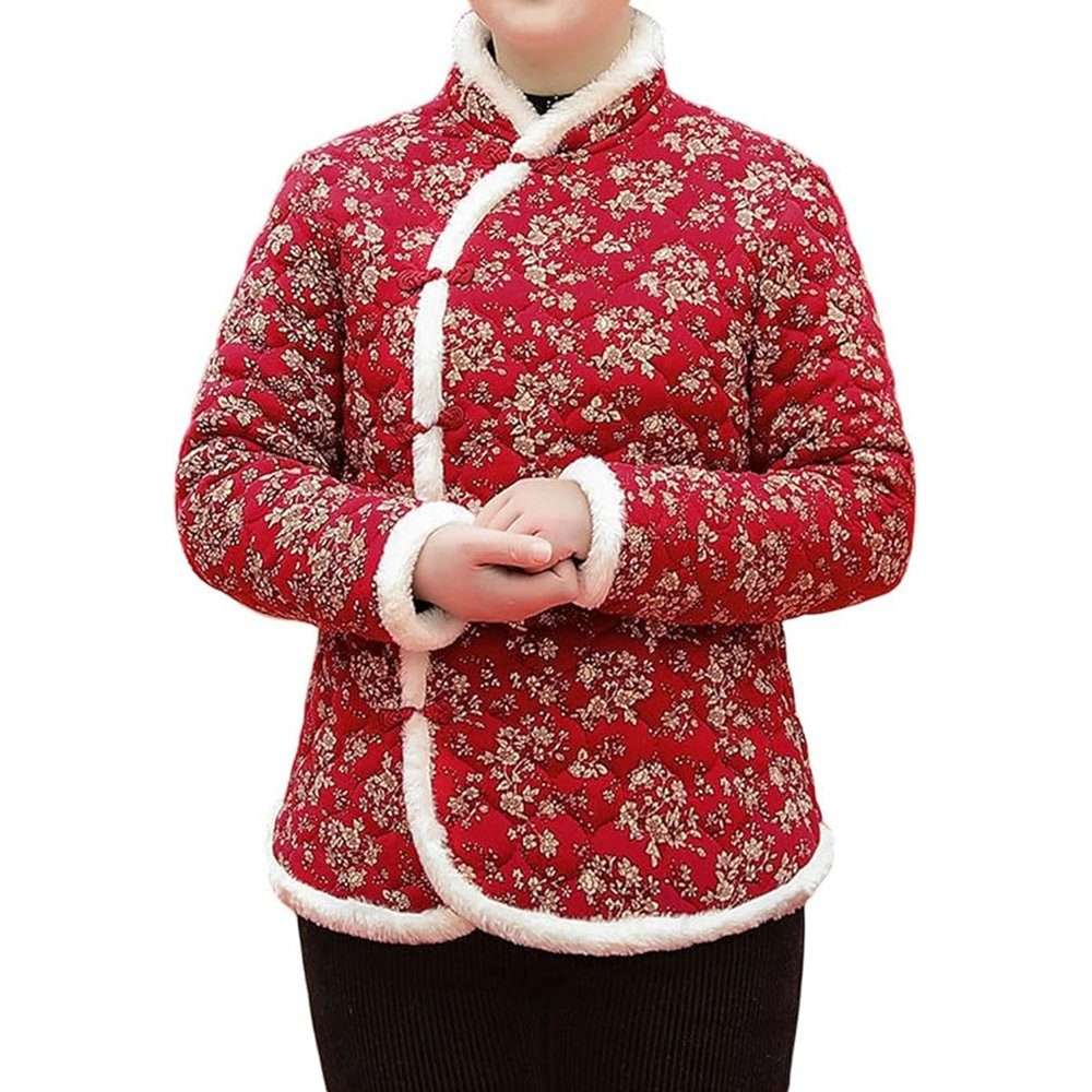 Зимнее пальто женское плюс размер хлопковое пальто с цветочным принтом этническая теплая куртка короткая