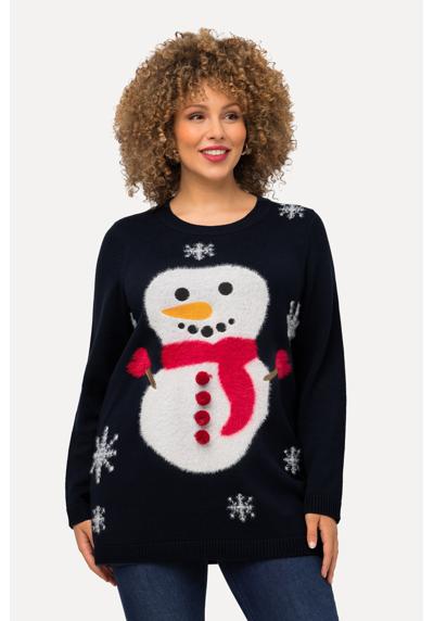 Вязаный свитер Рождественский свитер снеговик с круглым вырезом и длинным рукавом