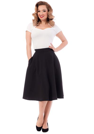 Юбка-трапеция с карманом и высокой талией, черная винтажная распашная юбка в стиле ретро