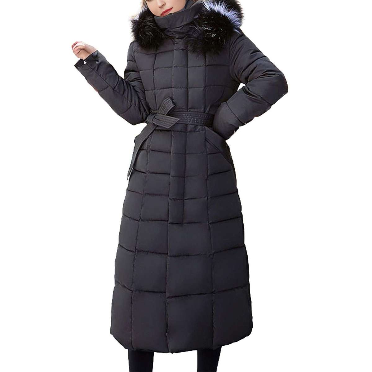 Зимнее пальто Легкая куртка с капюшоном Термопальто с капюшоном и поясом