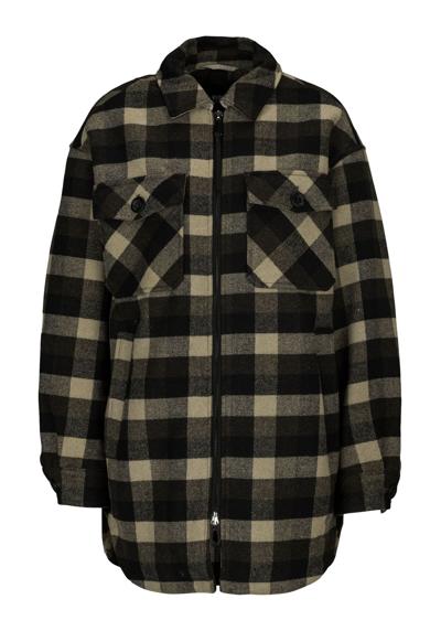 Функциональная куртка-рубашка в клетку из теплой смеси шерсти с вискозой и хлопком.