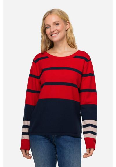Вязаный свитер, пуловер в полоску микс