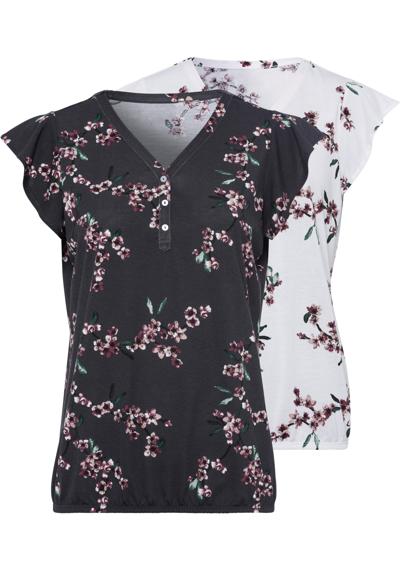 Топ-рубашка (2 шт.) с короткими рукавами и цветочным принтом.
