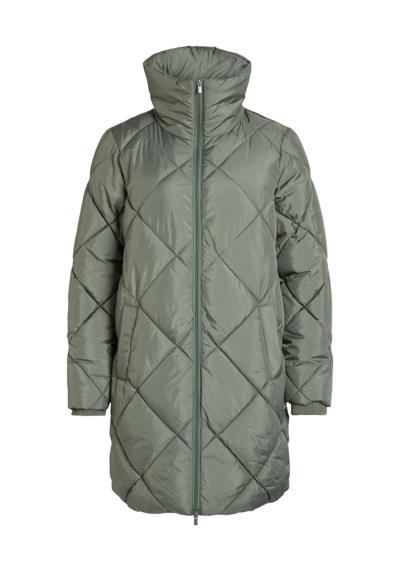Зимняя куртка длинный пуховик стеганое зимнее пальто без капюшона VIADAYA 4606 зеленого цвета