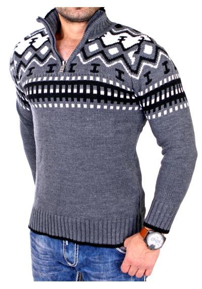 Вязаный свитер мужской вязаный свитер круглый вырез на молнии Норвежский свитер RS-3110 (1 шт.) вязаный свитер мужской норвежского узора Тройер