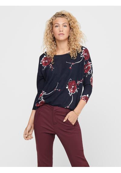 Длинный пуловер с принтом, рубашка с рукавами 3/4 Тонкий пуловер с круглым вырезом и узором ONLELCOS 5117 в цвете Черный-6