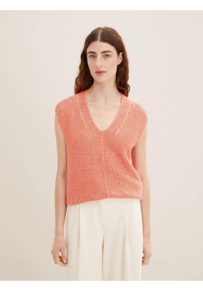 Вязаный свитер-майка меланжевого цвета.