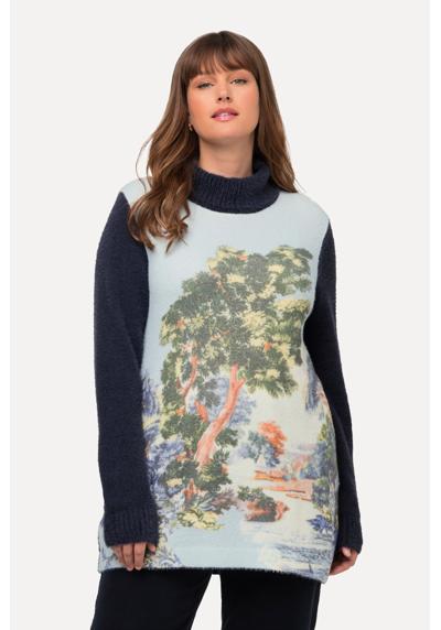 Свитер с высоким воротником, пуловер с пейзажной водолазкой и длинными рукавами