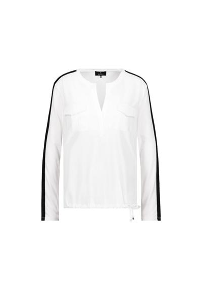 Блуза-блузка без шнуровки с контрастными полосками и карманами