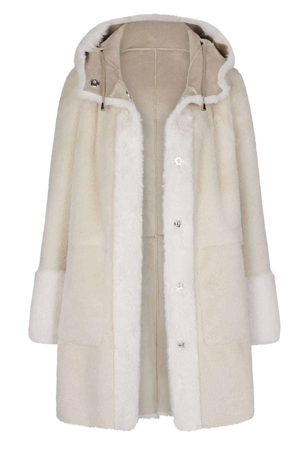 Зимнее пальто MS-Lili, длинное и короткое двустороннее пальто из искусственного меха с капюшоном