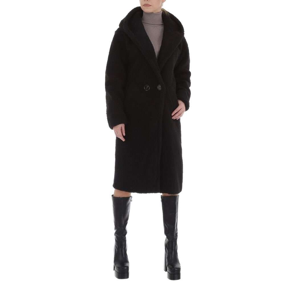 Зимнее пальто женское для досуга с капюшоном, зимнее пальто черного цвета