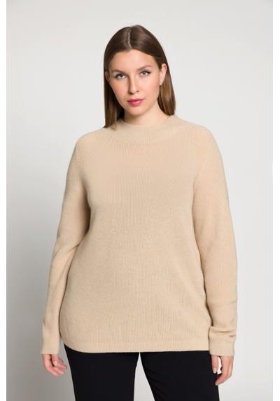 Вязаный свитер, пуловер из смесовой шерсти, вязаный в рубчик воротник-стойка