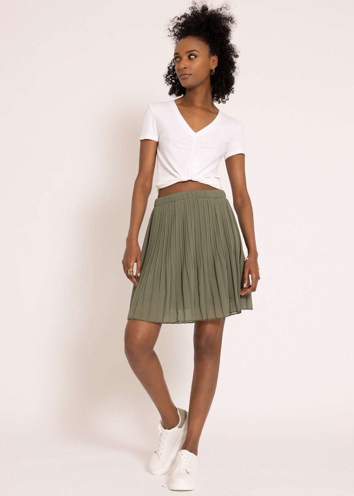 Плиссированная юбка мини-юбка женская со складками и эластичным поясом Юбка-трапеция короткая с нижней юбкой