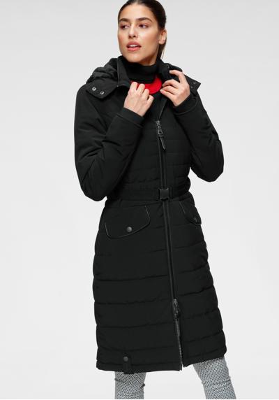 Стеганое пальто Oslo Длинное пальто с тиснением бренда на поясе &amp; съемный мягкий коврик K