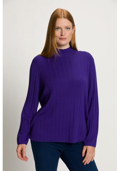 Вязаный свитер пуловер вязки в рубчик из смесовой шерсти воротник стойка длинный рукав