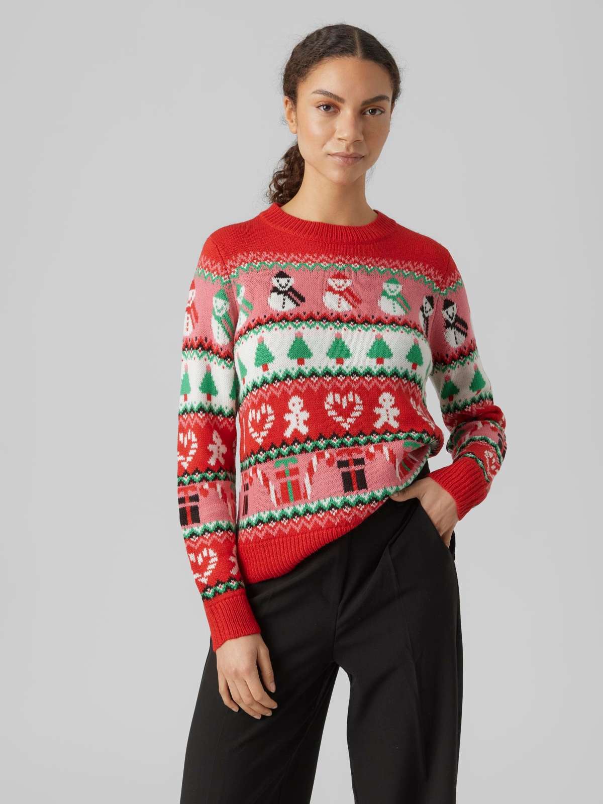 Рождественский свитер VMXMASMIX LS O-NECK PULLOVER XMAS